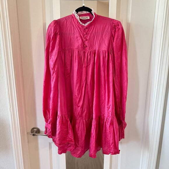 AVAVAV Pink Dress With White Lace Collar Size M/L - Picture 1 of 5